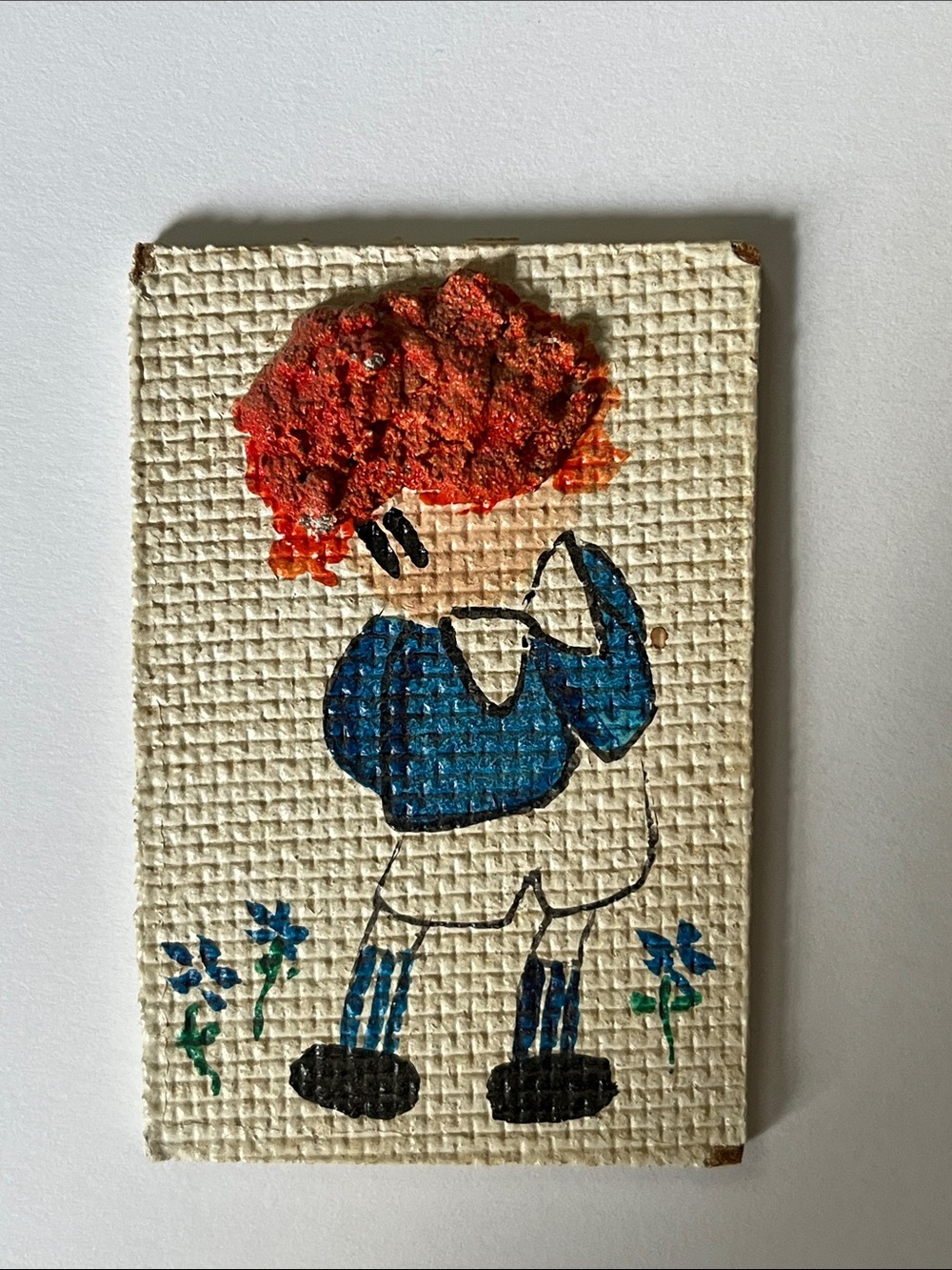 Hand Painted on Masonite Raggedy Andy Vintage Mini Painting Originali Art